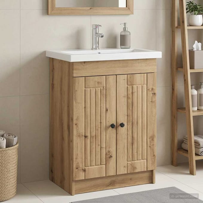 vidaXL - Badkamer - onder - Wastafel - Kast - Artisanaal - eiken