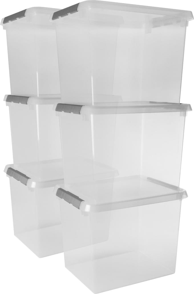 Sunware Comfort Line opbergbox 52L - Set van 6 - 50x40x38 cm - Transparant