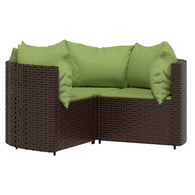 vidaXL - 4-delige - Loungeset - met - kussens - poly - rattan - bruin