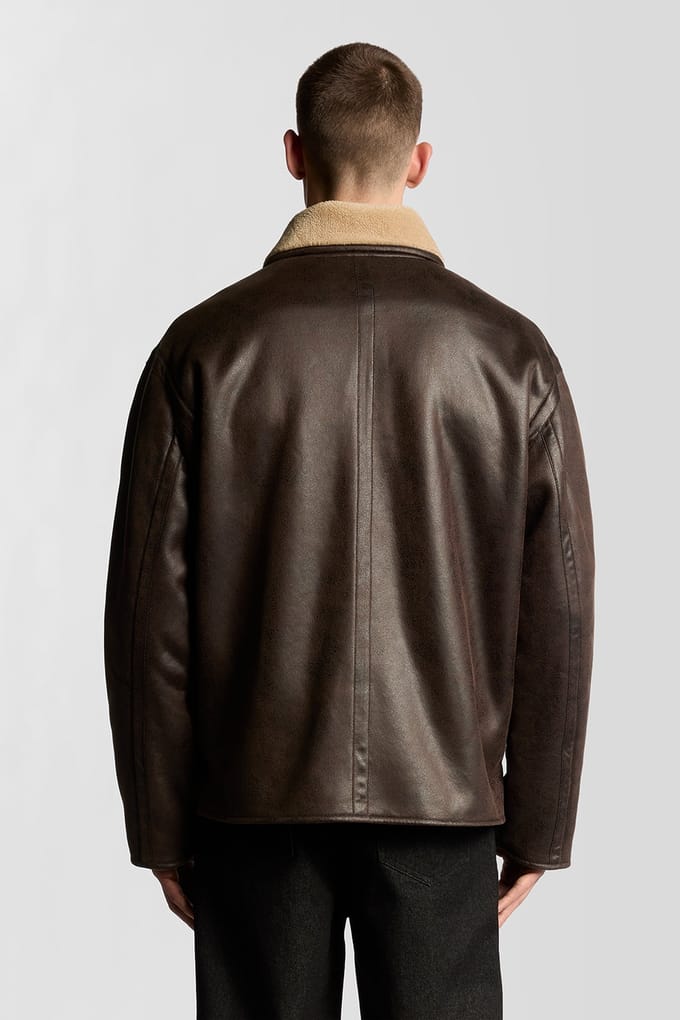 Lyle & Scott Shearling Jacket Whiskey Brown Maat: M | Leren Jassen Outlet | Heren | Bruin