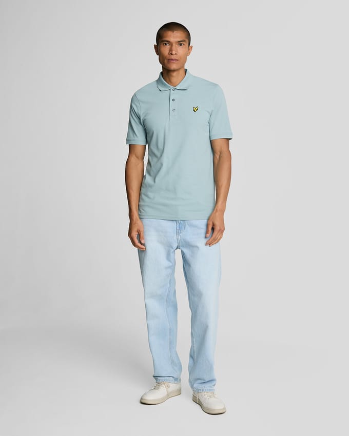 Blauw rookpoloshirt met Lyle & Scott-logo op de borst
