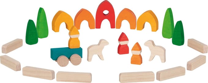 GOKI Bouwblokken - Mijn Klein Dorp - 25 Delen - Creatief Spelen - 3 Jaar