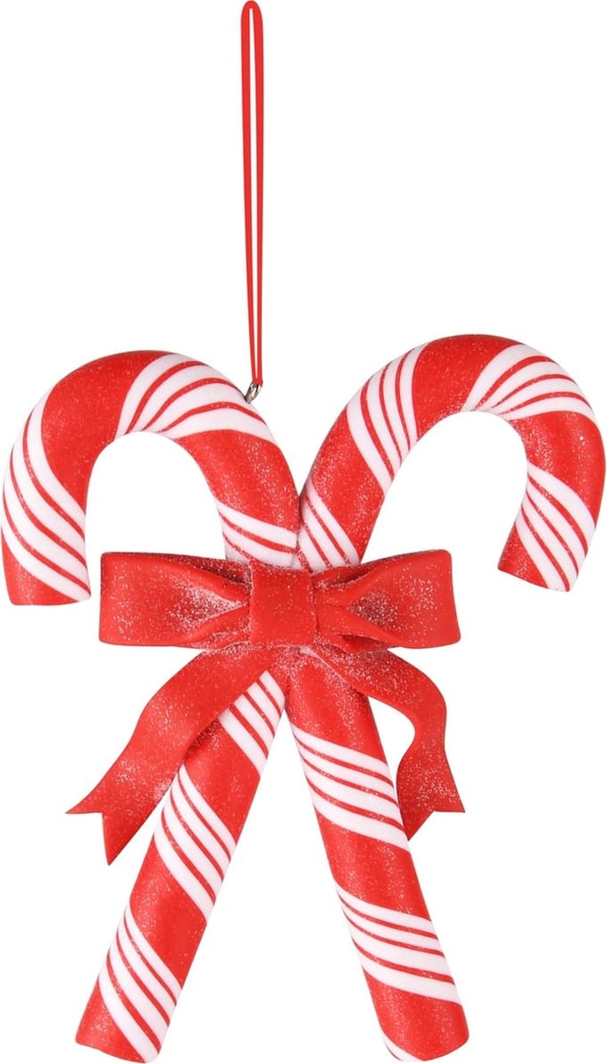 Dekoratief | Hanger zuurstokken, rood/wit, klei, 11x3x12cm | A235055