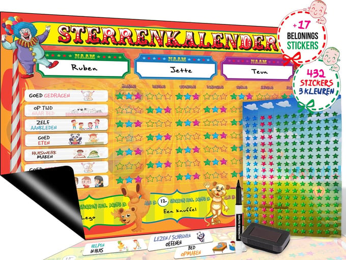 Brute Strength - Magnetisch Beloningssysteem (66) - A3 - Beloningskalender - Planborden - Weekplanner kind - Zindelijkheidstraining - Dagplanner