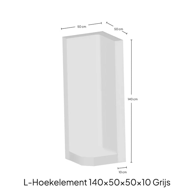 Hoek-L-Element 140x50x50x10cm Zichtbeton