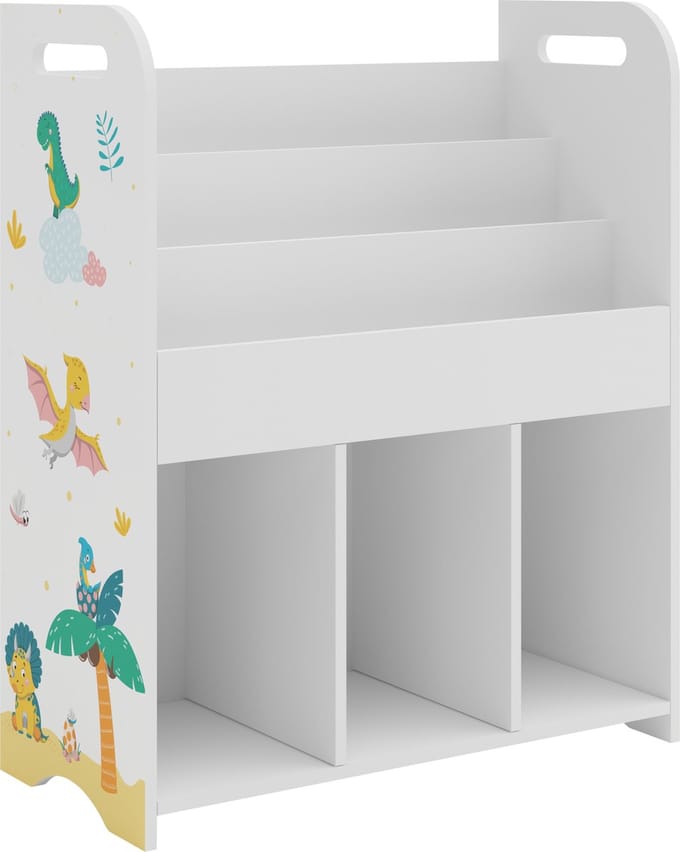 Kinderkast Røyrvik open kast 75x62x29 cm dinosaurusmotief [en.casa]