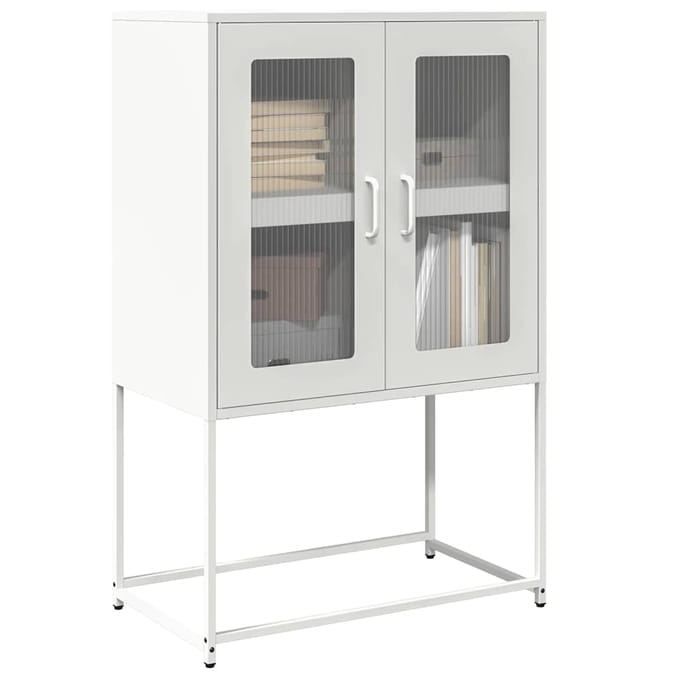 vidaXL - Hoge - kast - 68x39x107 - cm - staal - wit