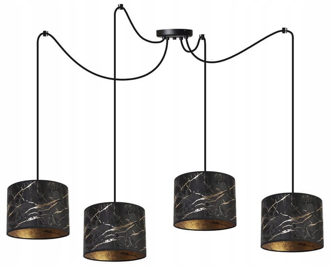 Light-Home WERONA – Hanglamp – 4-lichts – Zwart/Goud – Metalen Constructie – Verstelbare Hoogte