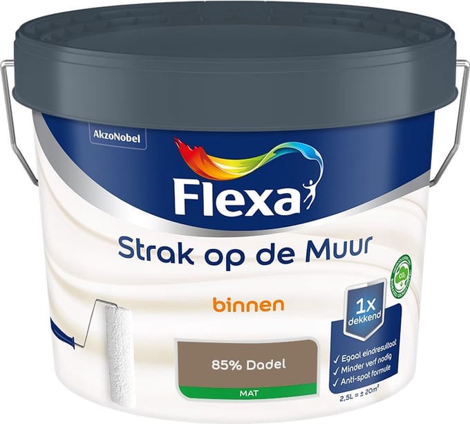 Flexa - Strak Op De Muur Binnen Mat - 85% Dadel - Mengverf - 2,5 L