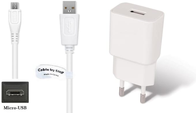OneOne 2A lader + 1,0m standaard Micro USB kabel. Universele oplader adapter past op JBL Synchros, E25BT, PIVOT, REACT, Soundgear BTA, J56BT, Tuner 1, Micro 2