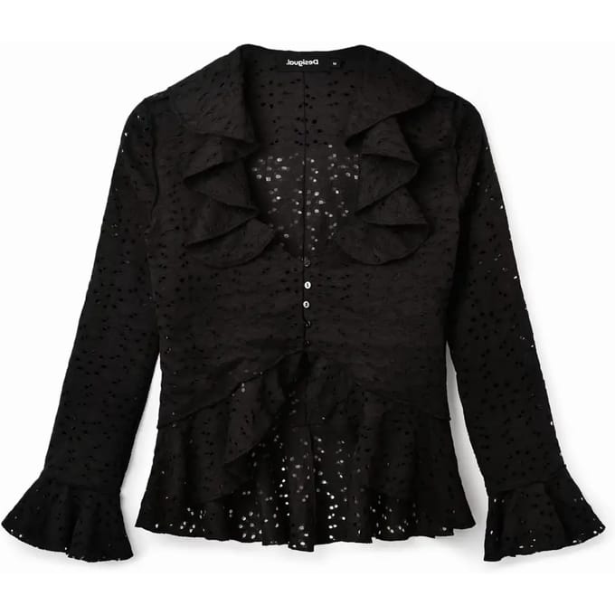 Damesblouse met lange mouwen en ruches Desigual