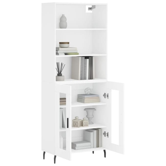 vidaXL - Hoge - kast - 69,5x34x180 - cm - bewerkt - hout - wit