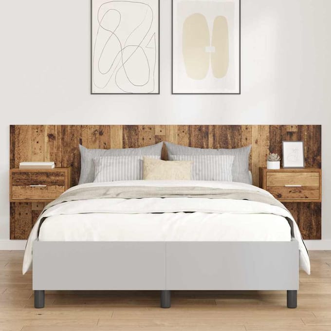 vidaXL - Hoofdeinde - Met - Kast - 3 - st - Oud - Hout - Bewerkt - hout