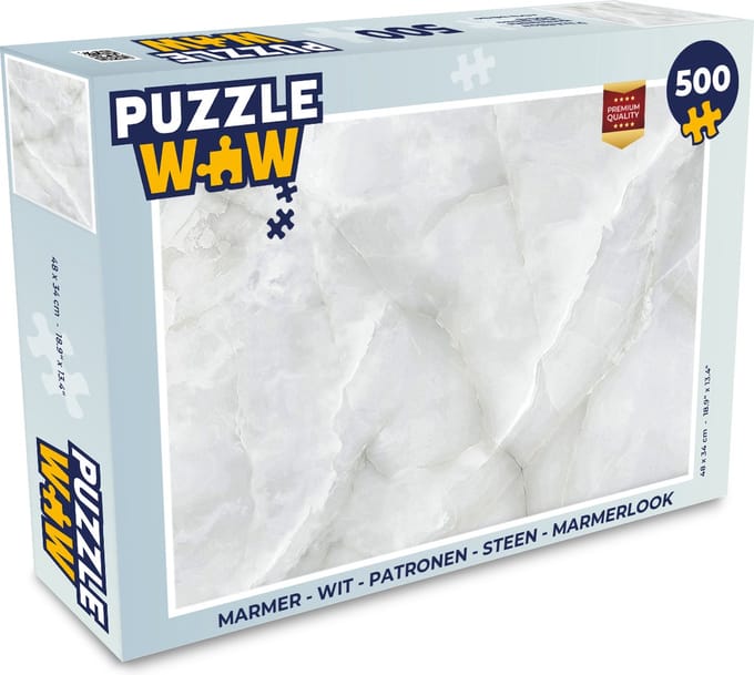 Puzzel Marmer - Wit - Patronen - Steen - Marmerlook - Legpuzzel - Puzzel 500 stukjes