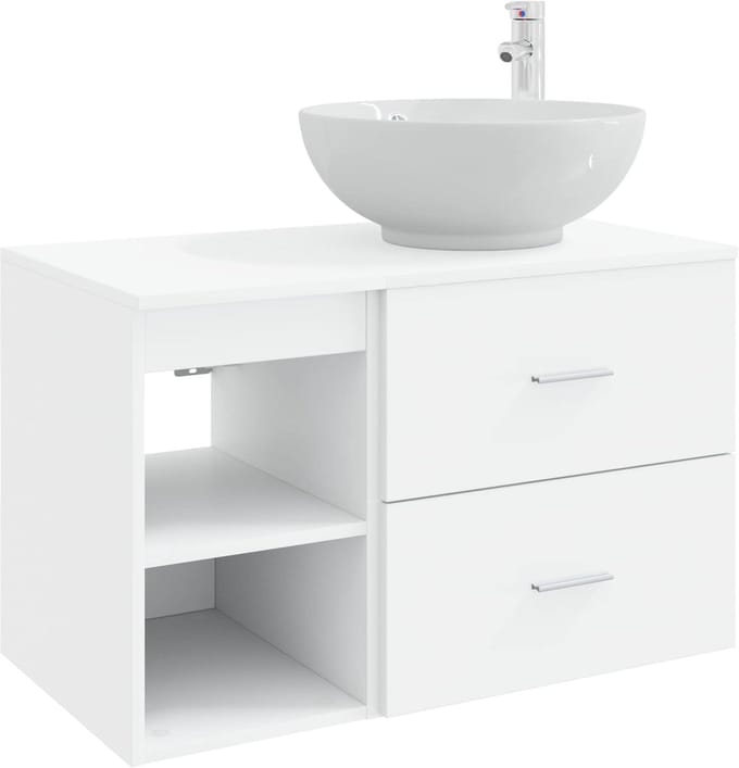 vidaXL - Badkamermeubel - Set - 2 - st - Wit - Bewerkt - hout