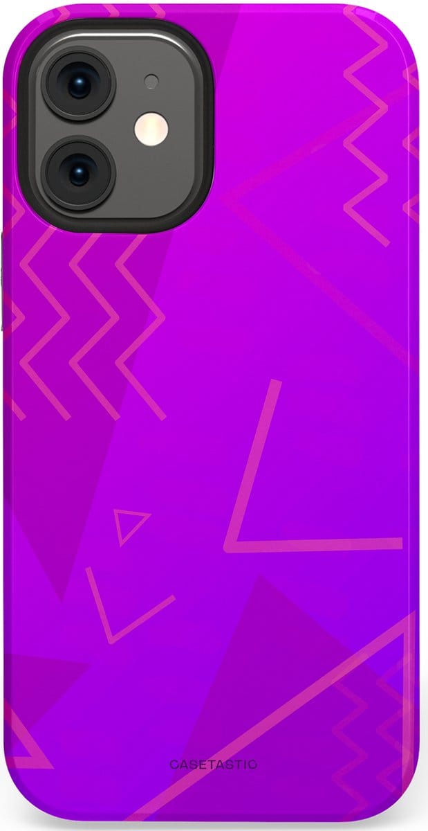 Casetastic hoesje geschikt voor Apple iPhone 12 Mini - Dubbellaagse bescherming - Discowave - Fashion Case - Paars Fuchsia