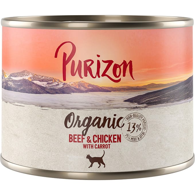 Voordeelpakket Purizon Organic 24 x 200 g - Rund en kip met wortel