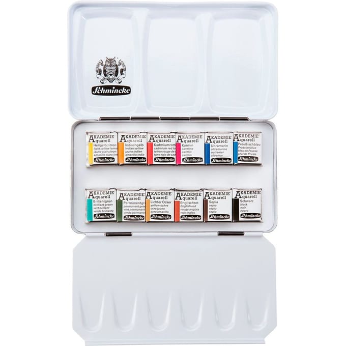 AKADEMIE waterverfdoos met halve kopjes