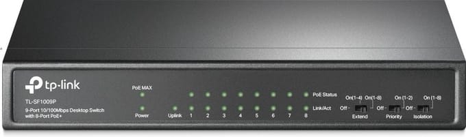 TP-Link TL-SF1009P 9-Port 10/100Mbps Desktop Switch with 8-Port PoE+