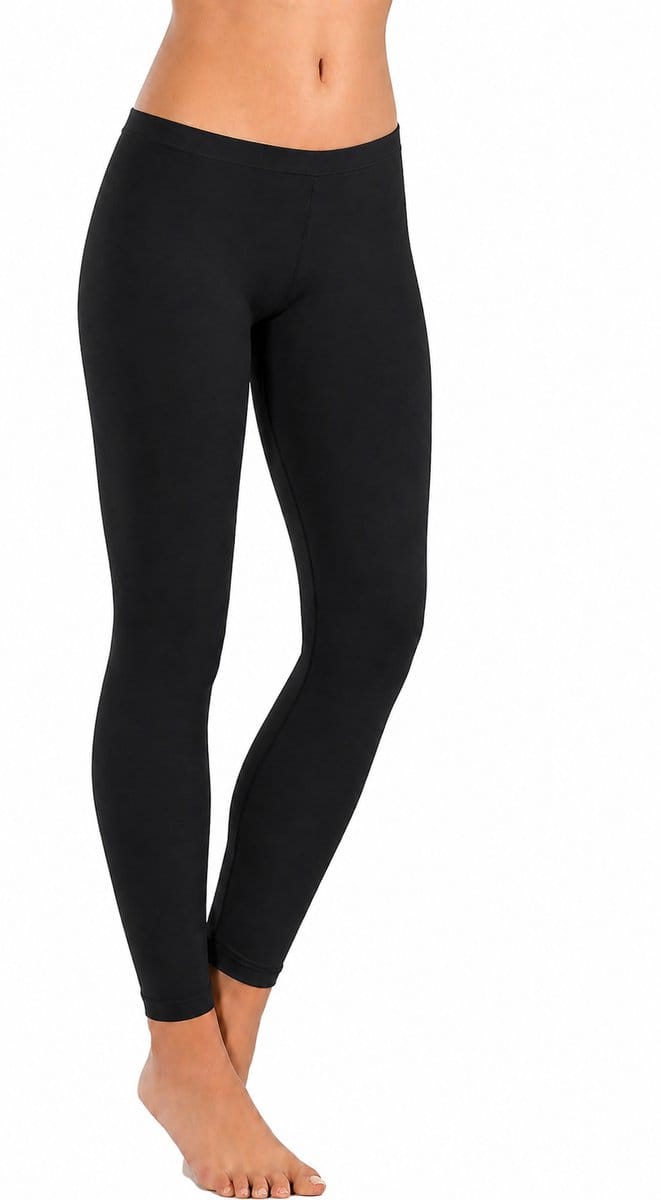 Premium Dames Legging Katoen | Basic Legging | Zwart - M