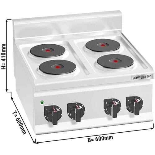 GGM Gastro Elektroherd - 8 kW - 4 Platten Rund Zilver