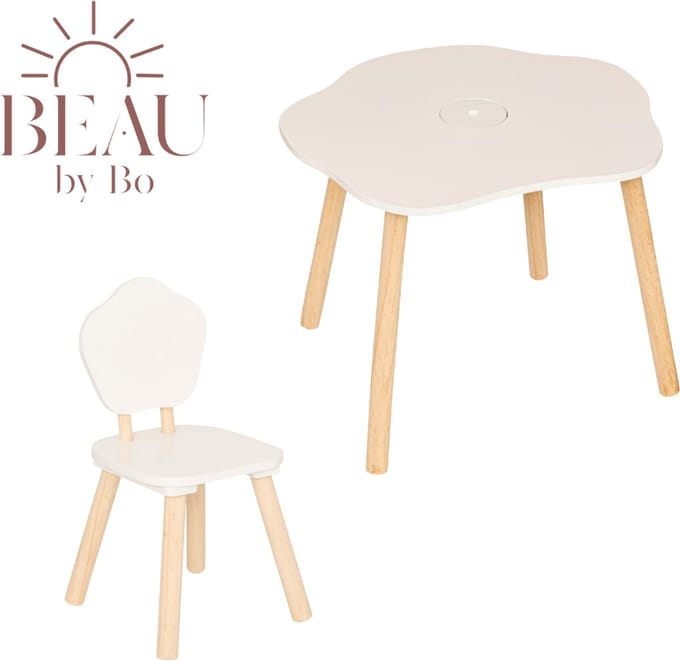 BEAU by Bo Kids Kindertafel + Kinderstoel Bloem - Wit