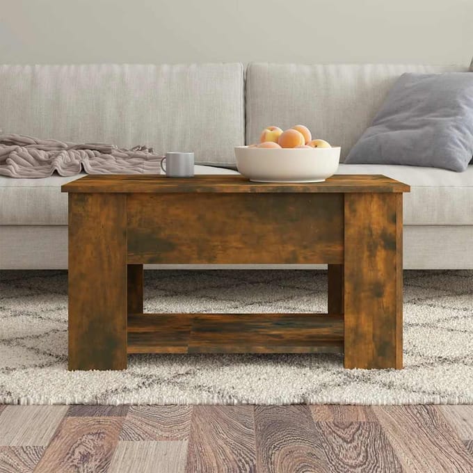vidaXL - Salontafel - 79x49x41 - cm - bewerkt - hout - gerookt - eikenkleurig