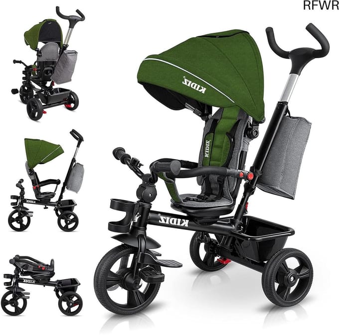 RFWR® Multifunctionele Kinderdriewieler 5-in-1 met Zonnekap en Bekerhouder