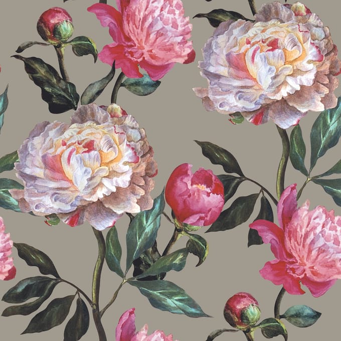 Bloemen behang rose Taupe EE22537