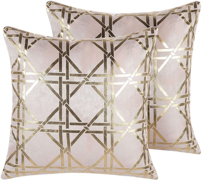 CASSIA - Sierkussen set van 2 - Roze - 45 x 45 cm - Polyester