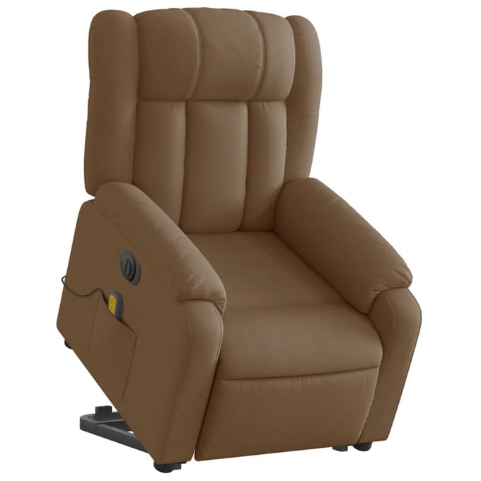 vidaXL - Sta-op-massagestoel - elektrisch - verstelbaar - stof - bruin