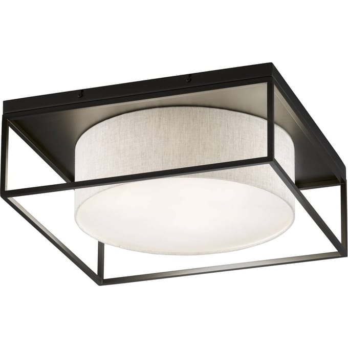 FISCHER & HONSEL Plafondlamp Carre 60x60cm stoffen kap wit