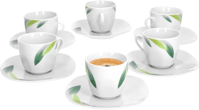 Set van 6 espressokopjes met Siena espressoschotel