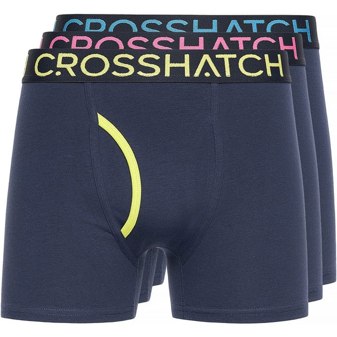 Crosshatch Heren Trioglow Boxershorts (Set van 3) (Marine)