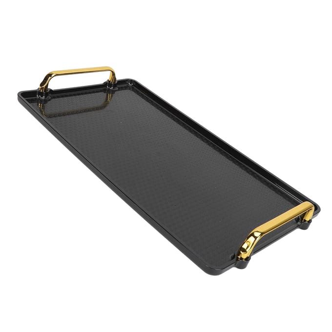 Grote Handvat Dienblad Dubbele Oor Plastic Dienblad Rechthoekig Stabiel Multifunctioneel Dienblad voor Display zwart