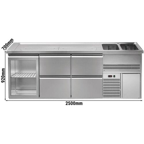 GGM Gastro Biertheke Premium PLUS - 2500x700mm - 1 Glastür & 4 Schubladen