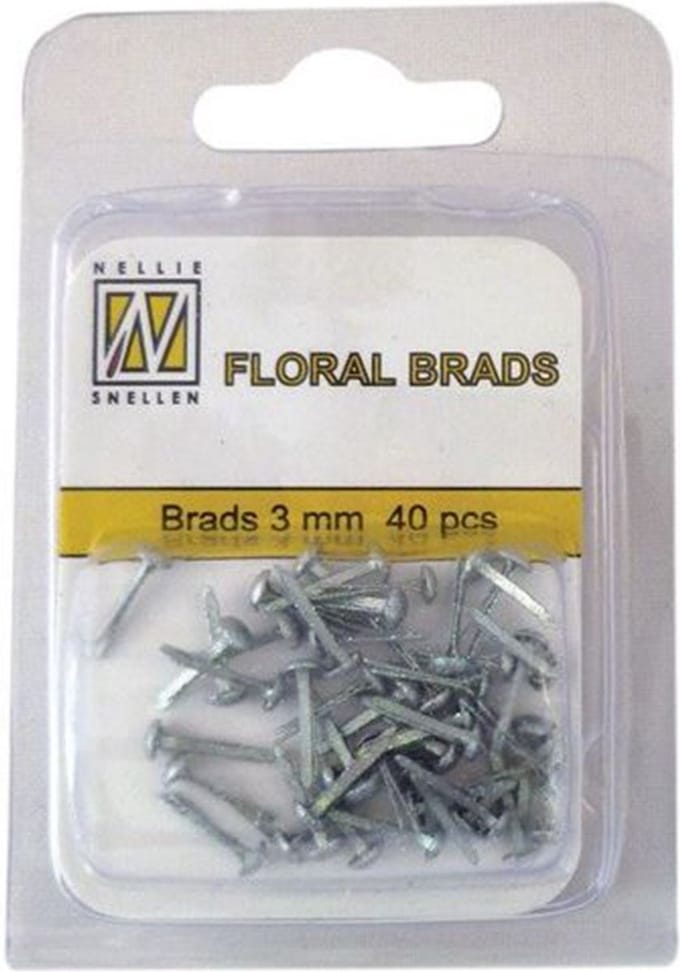 Nellie Snellen Floral Glitter Brads 3mm - 40stuks - Silver