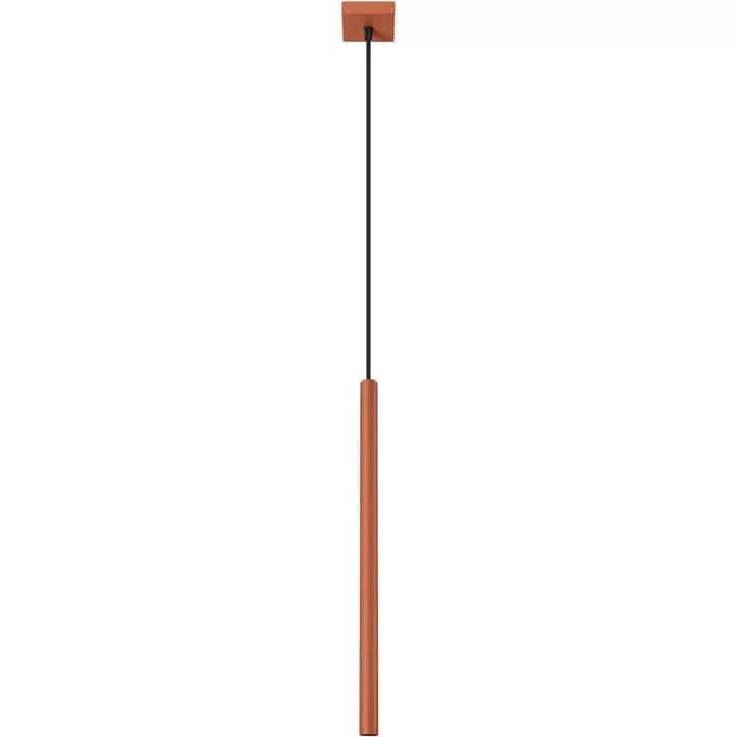 Hanglamp PASTELO 1 met slanke buisvormige kap - Sollux Lighting - IP20 - Okerrood staal behuizing - 8 x 8 x 114 cm - 1 x G9 LED, exclusief lichtbron - Max. 8 W - Moderne hanglamp voor woonkamer, eetkamer en keuken