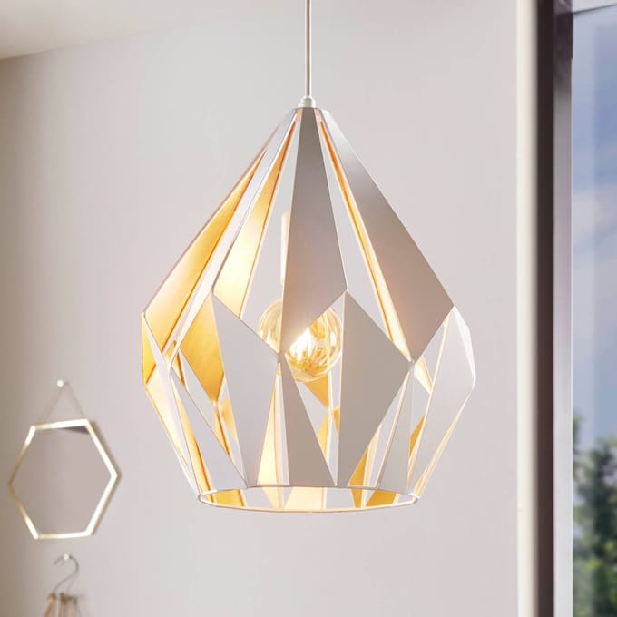 EGLO Carlton 1 Hanglamp - E27 - 1 lichts - Ø 31 cm - Wit, Goud