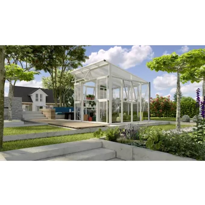 Vitavia Tuinkas Aphrodite 7800 - Veiligheidsglas 3mm En Polycarbonaat 10mm - Wit - 267x295x242cm