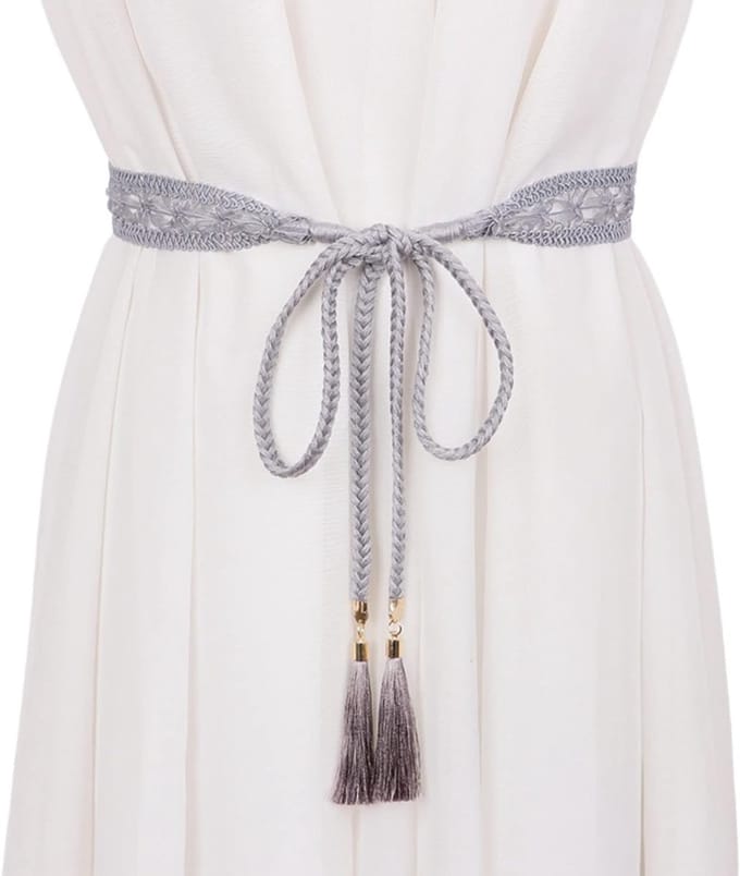 Dunne Tailleketting voor Vrouwen met Woven Tassels en Knopen - Modieuze Tailleband en Rokaccessoires