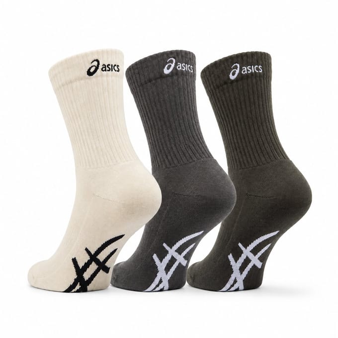ASICS Sport 3 Pack Crew Sock - Sokken - 43-46 - Mantle Green/Birch/Brown Stone / Groen Beige Bruin - 3-Pack - Training