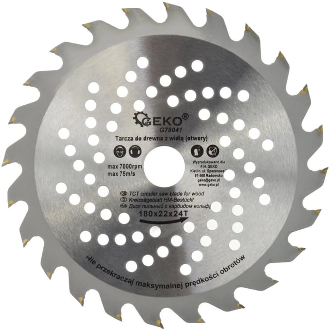 GEKO Cirkelzaagblad - TCT - 180 mm - 24T - Koelgaten