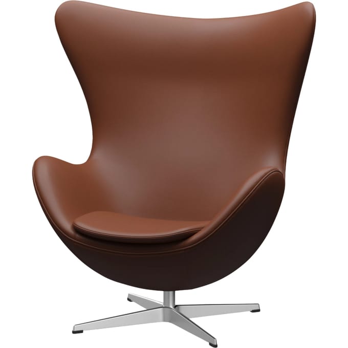 Fritz Hansen - Het ei - leer Aura cognac - aluminium - bruin