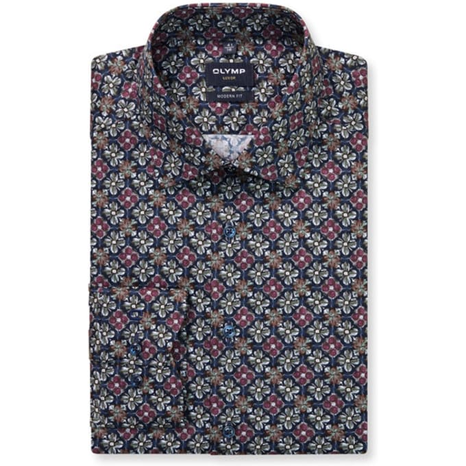 OLYMP Luxor Overhemd, Modern Fit, New Kent, Marineblauw