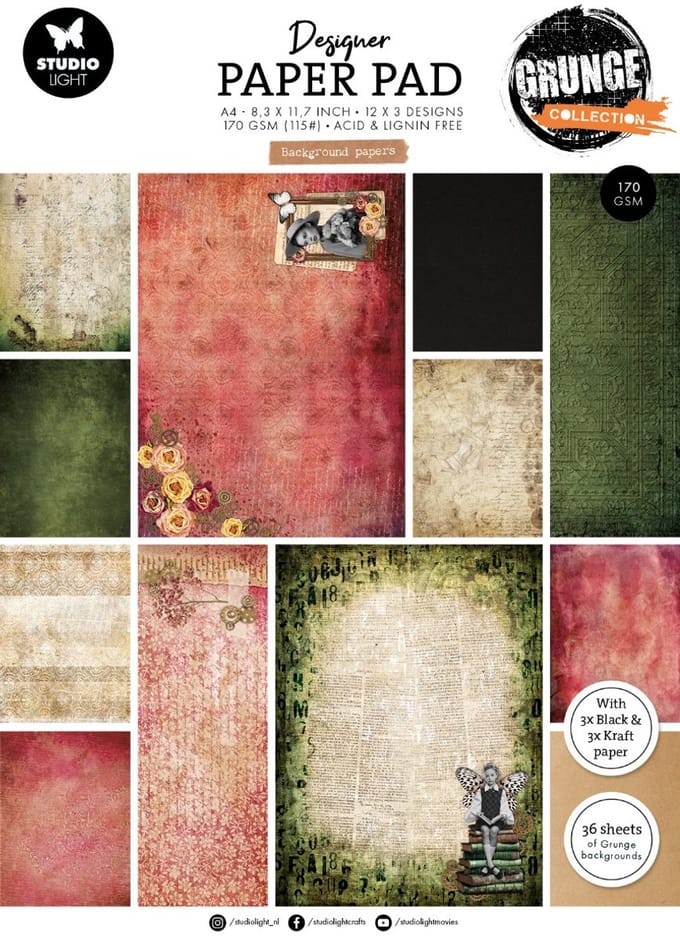 Design Paper pad Background paper - Grunge collection nr. 400
