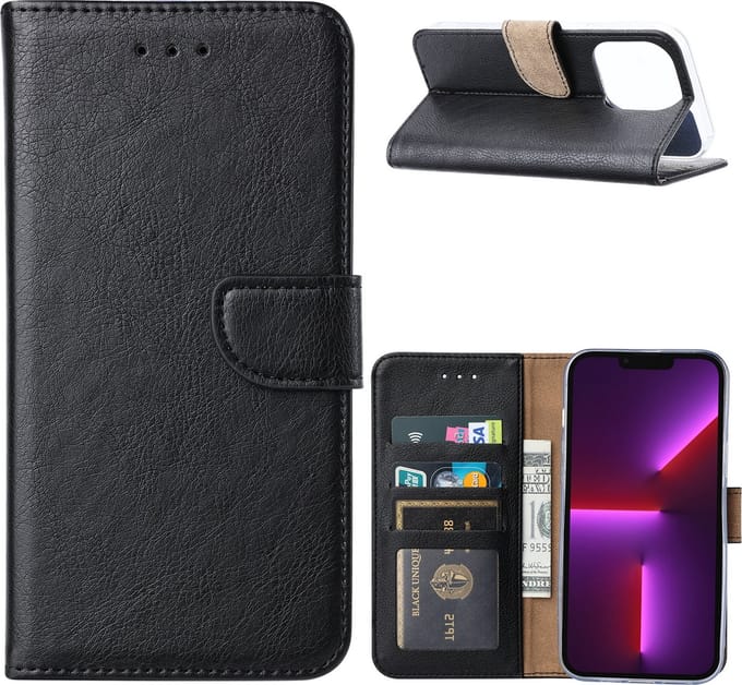 Hoesje Geschikt voor iPhone 14 portemonnee Bookcase – Zwart
