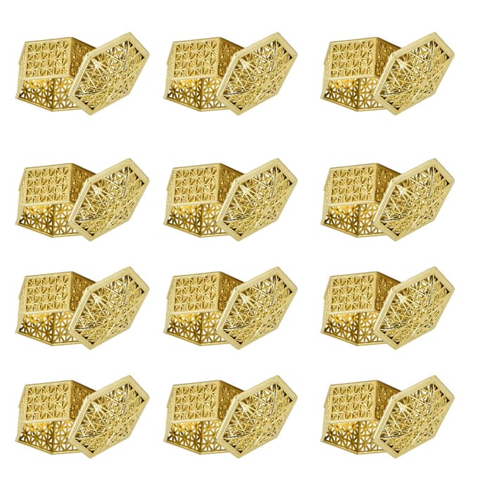 12 STUKS Holle Snoepdoos Plastic Snoepdoos Container voor Bruiloft Bruidsdouche BenodigdhedenGoud beige