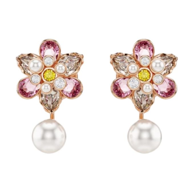 Swarovski Inlay Ontwerp Imitatie Kristal Imitatie Parel Roségoud Oorbellen Unisex Oorbellen Roze 5722100 Box (Random Color) beige