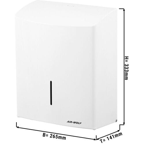 AIR-WOLF Papieren handdoekdispenser - voor 600 handdoeken - RVS - Wit Wit